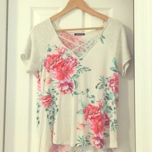 Pink Clover Floral Cross Front Shirt